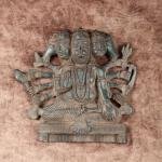 Vintage Panchmukhi Hanuman Wall Hanging | 8" x 8" x 2" (20.3 x 20.3 x 5.1 cm) | 2 kg Antique Sandstone Finish | Five-Face Protection Art